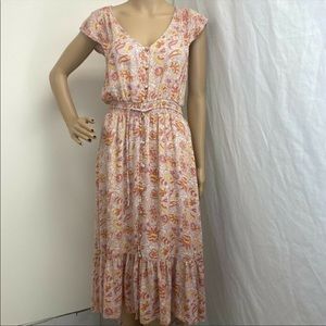 LUCKY BRAND Pink Floral Felice High-Low MIDI Dress